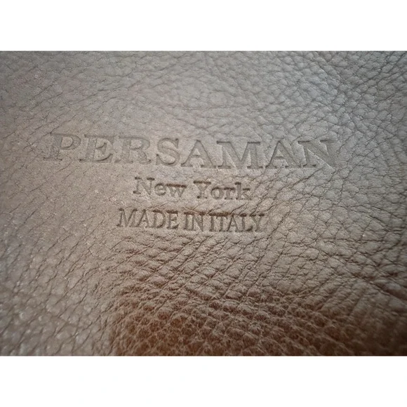 Persaman Work Tote Bag Brown Leather Top Zip Double Handles Crossbody Strap